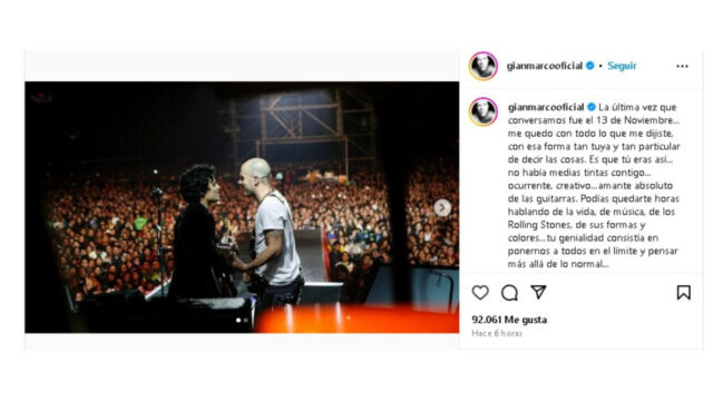 GIANMARCO SE DESPIDIÓ DE PEDRO SUAREZ VÉRTIZ CON EMOTIVO MENSAJE EN REDES